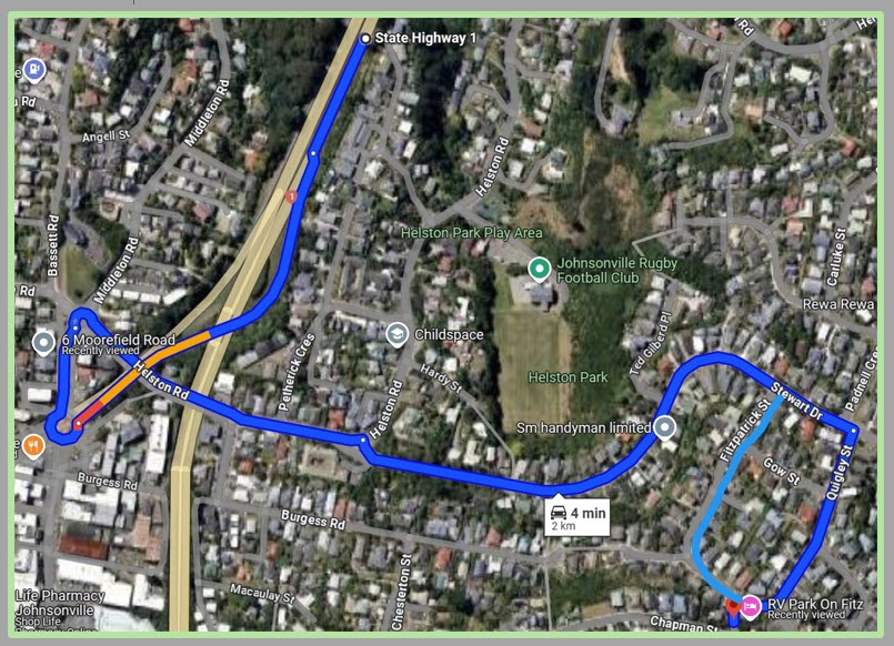 Direction map to RV Park On Fitz from the North
