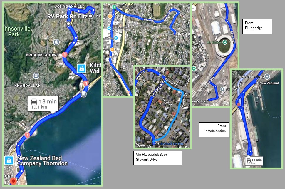 Direction map to RV Park On Fitz from the South